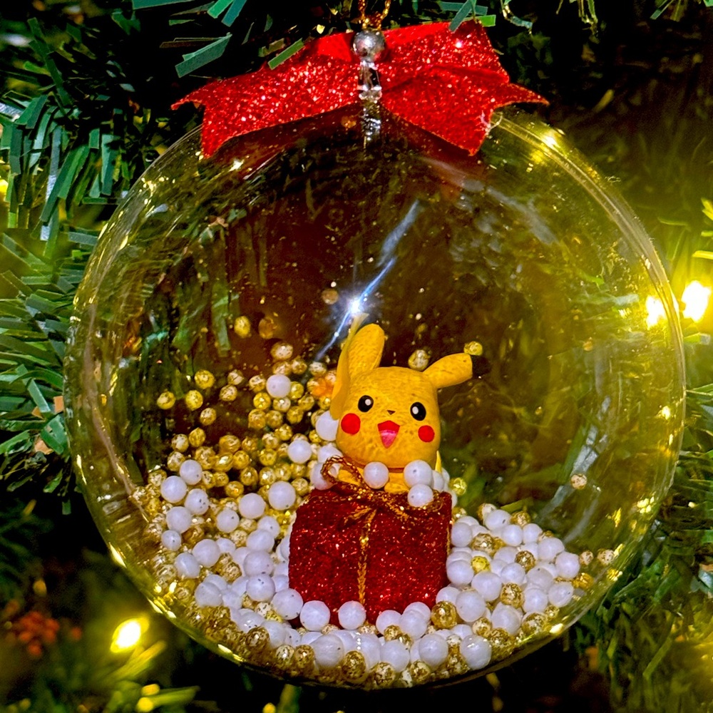 Pikachu Pokeball Snow Globe Ornament ☃️ Pokémon Christmas - Pokemon Holiday
